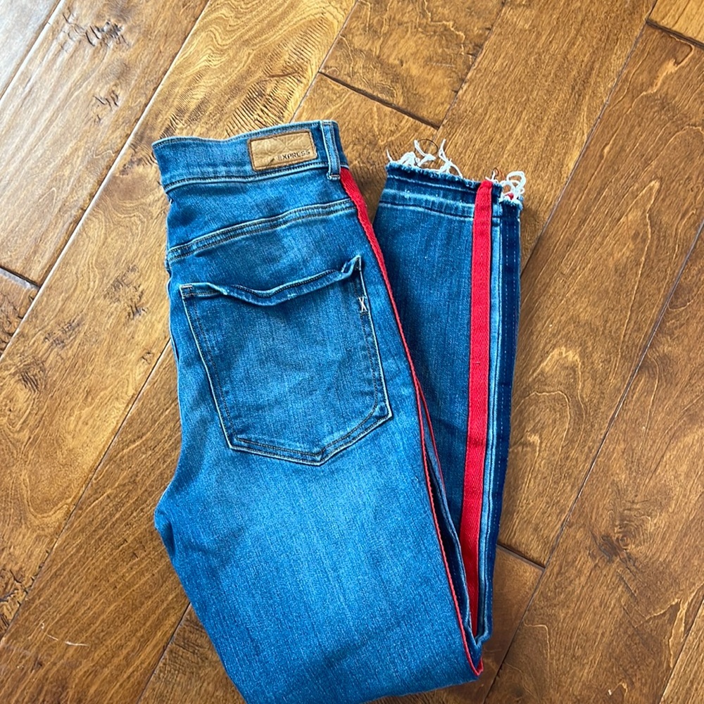 Express jeans with striping at sides
